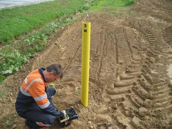 Измерение сопротивления растекания тока заземлителя столбика